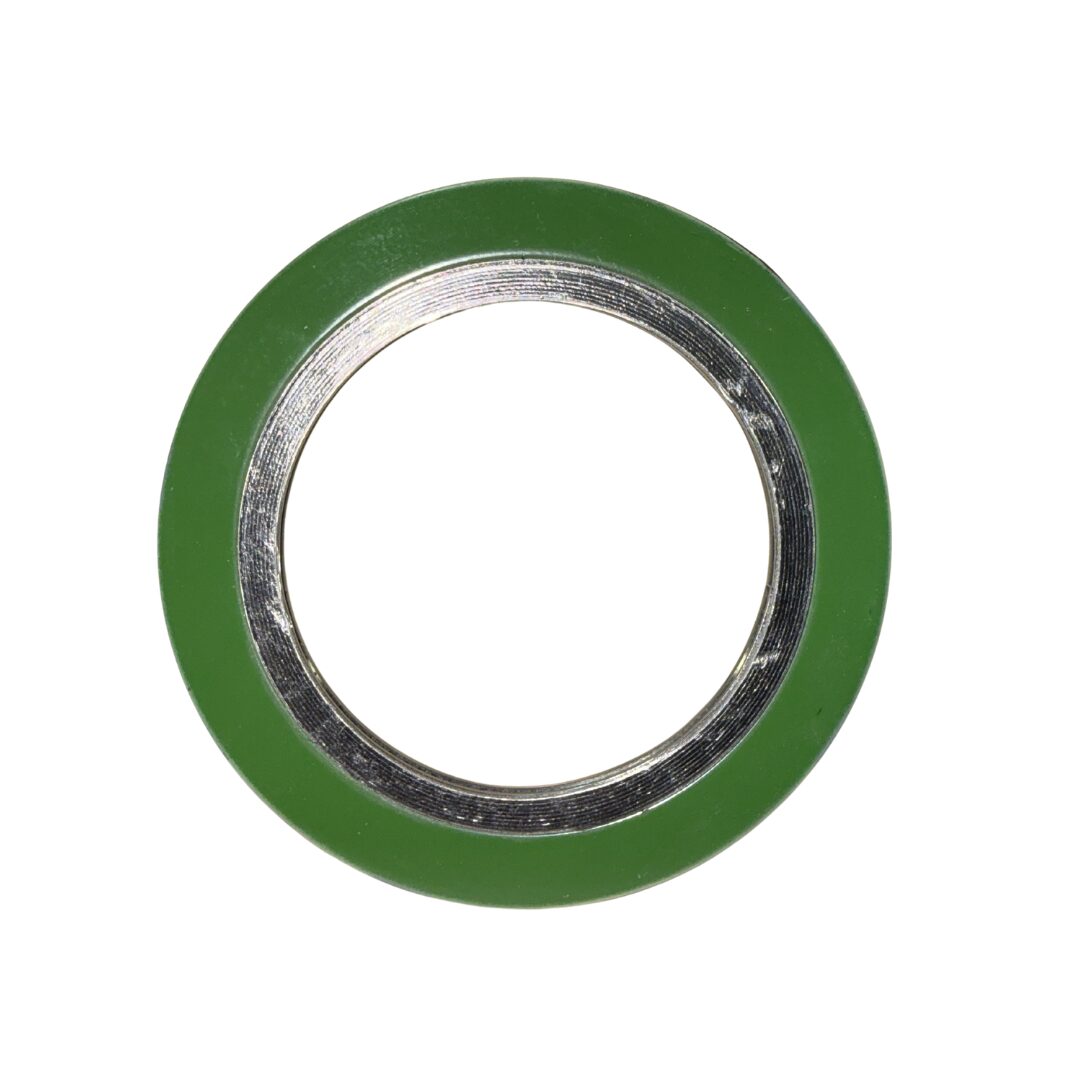 Spiral wound gasket with metal windings and filler material for flange sealing