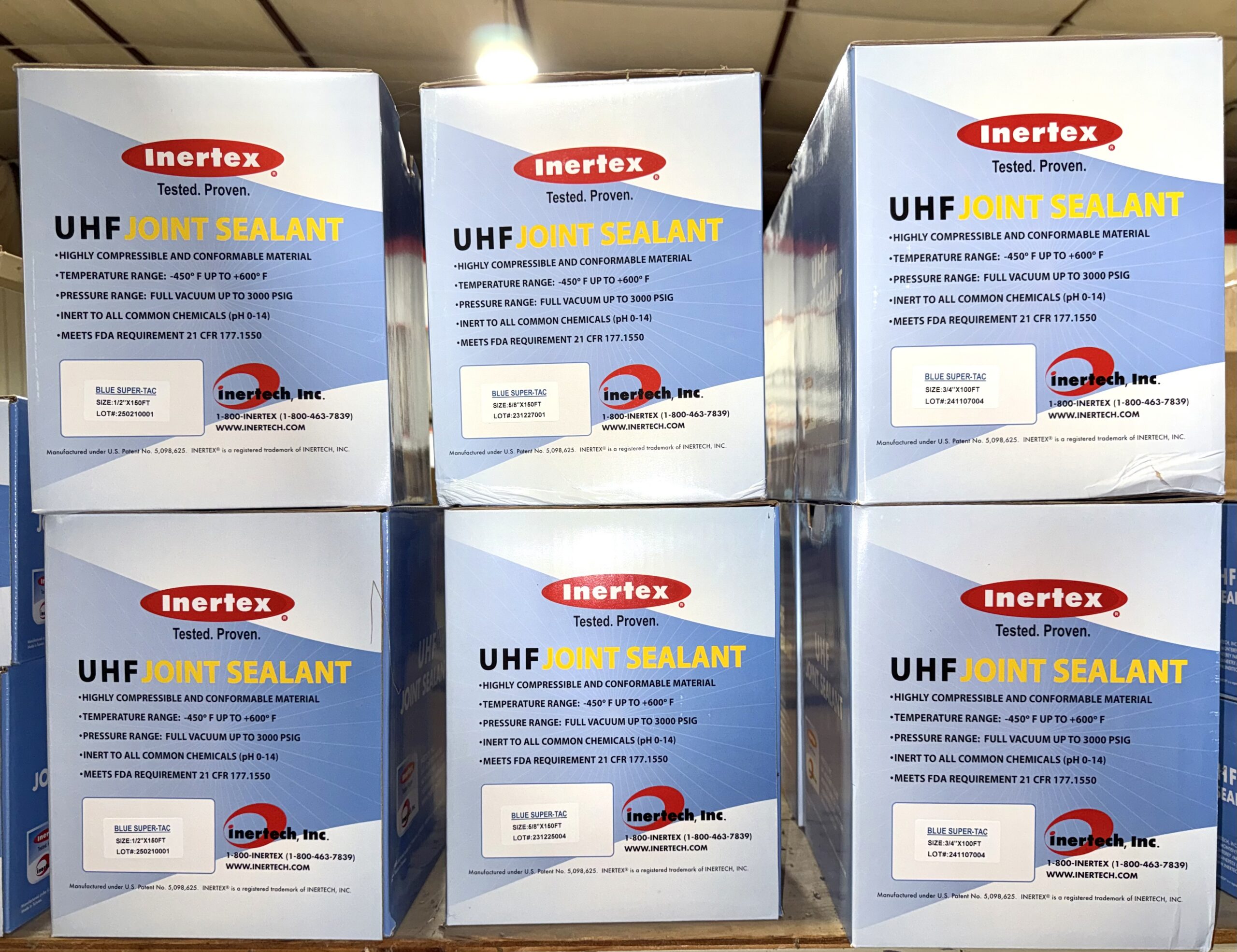 Intertex UHF Joint Sealant Expanded PTFE Gasket Material Boxes of Intertex UHF Joint Sealant expanded PTFE gasket material for industrial flange sealing applications
